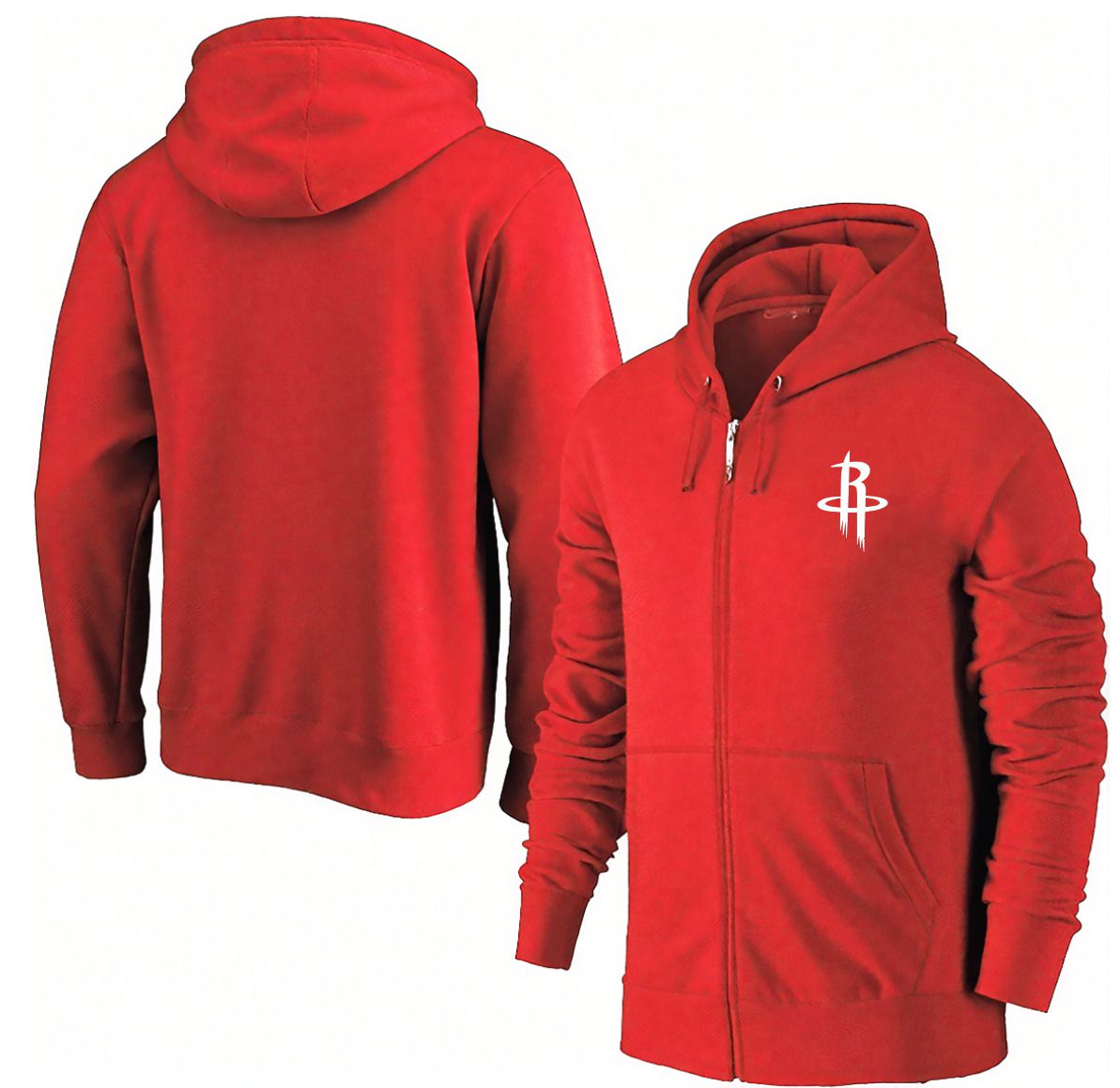 Men Houston Rockets Red Zipper hoodie 2025 NBA Jersey style 1